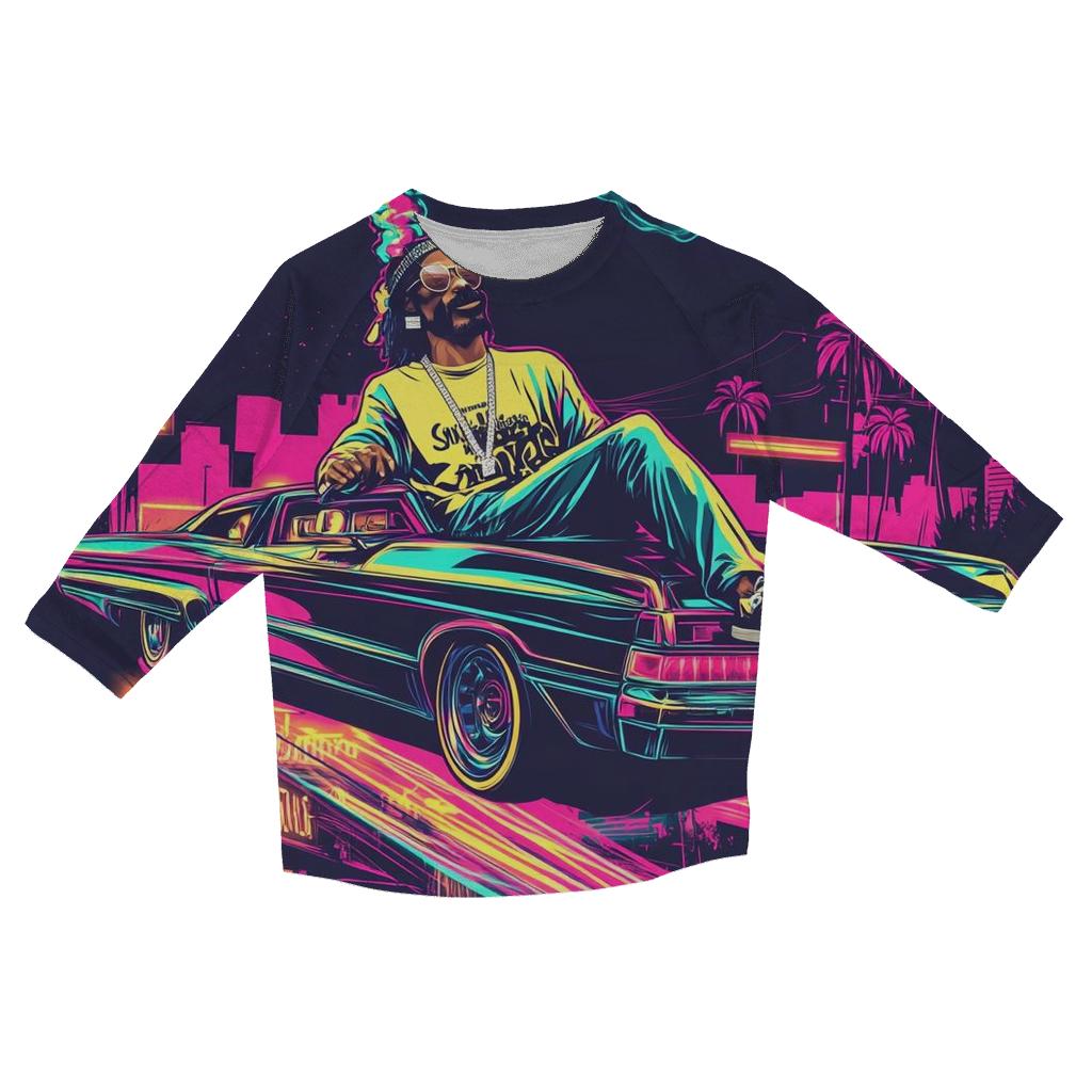 West Coast Neon Lowrider Dream printed three quarter sleeve shirts