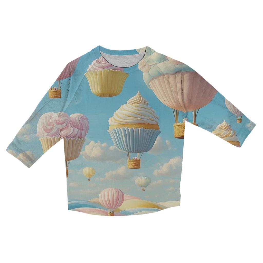 Marshmallow Cloud Hot Air Carnival printed three quarter sleeve shirts