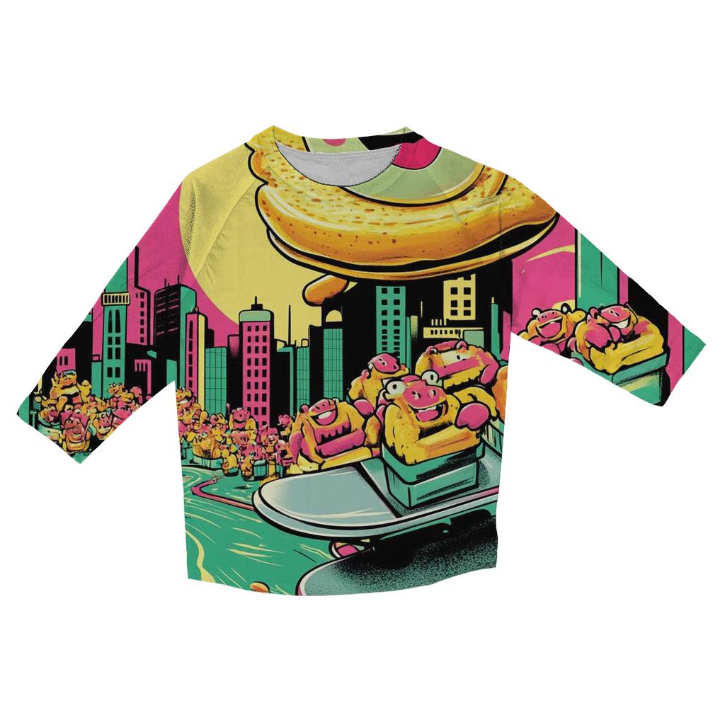 Neon Breakfast Skate Jam fashion 3/4 sleeve shirts