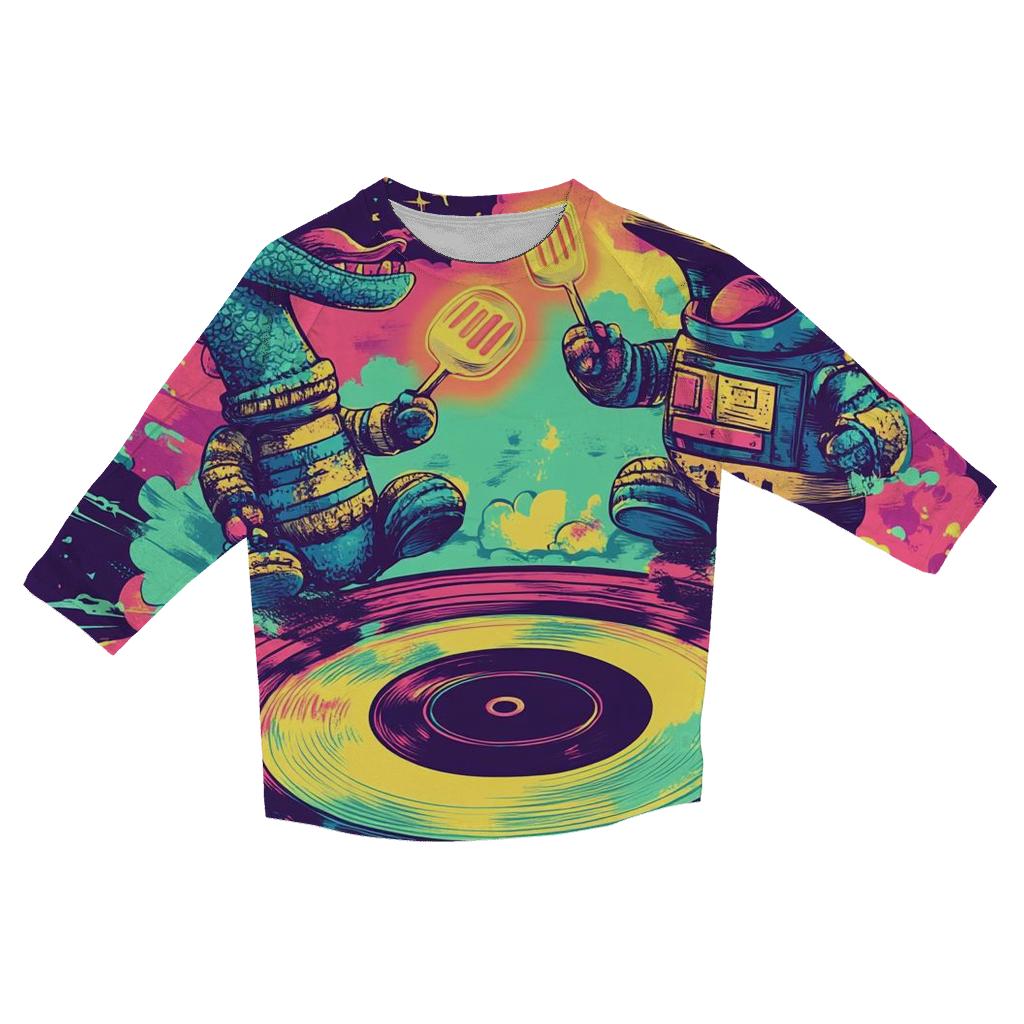 Cosmic Sock Puppet Battle Royale casual three quarter sleeve shirts