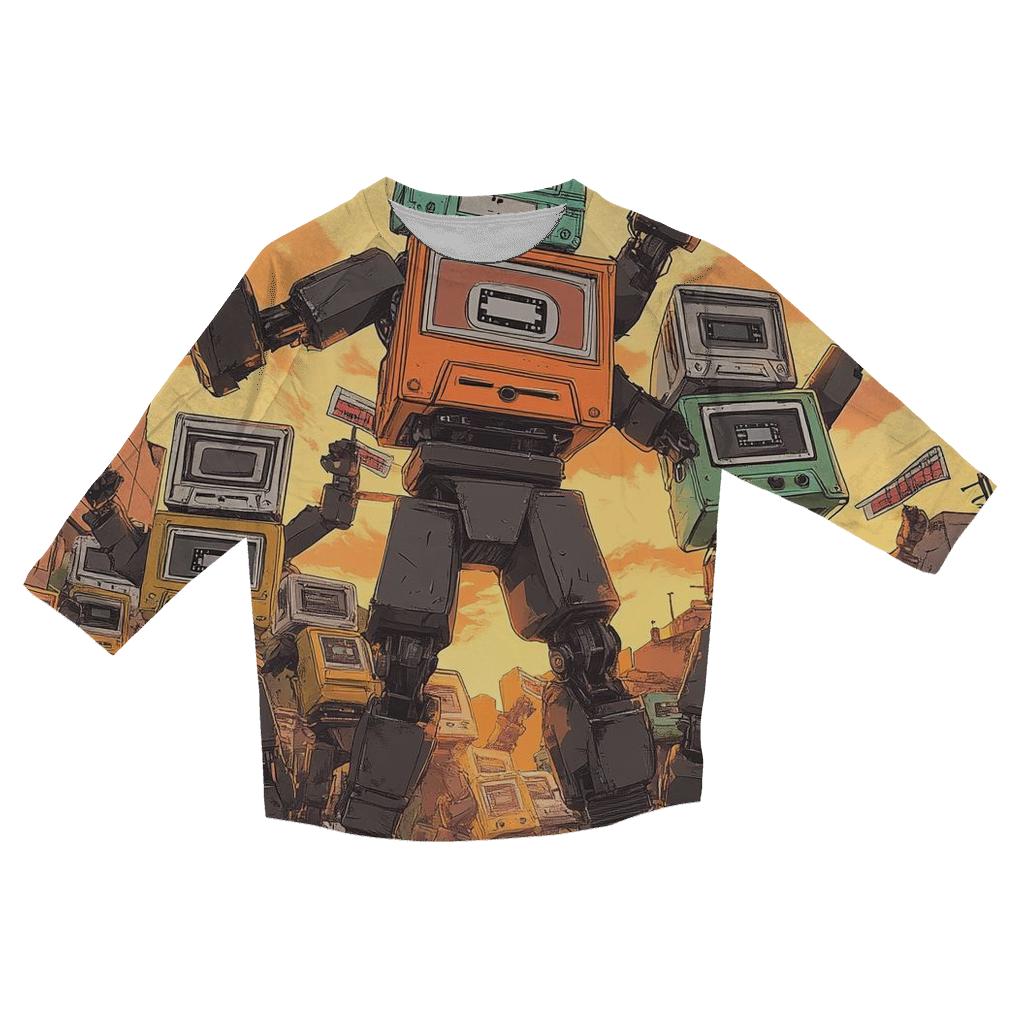 Retro Junkyard Robot Parade cotton quarter sleeve shirts