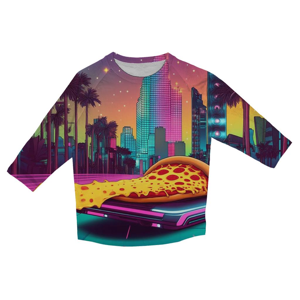 Synthwave Pizza Patrol trendy 3/4 sleeve tops