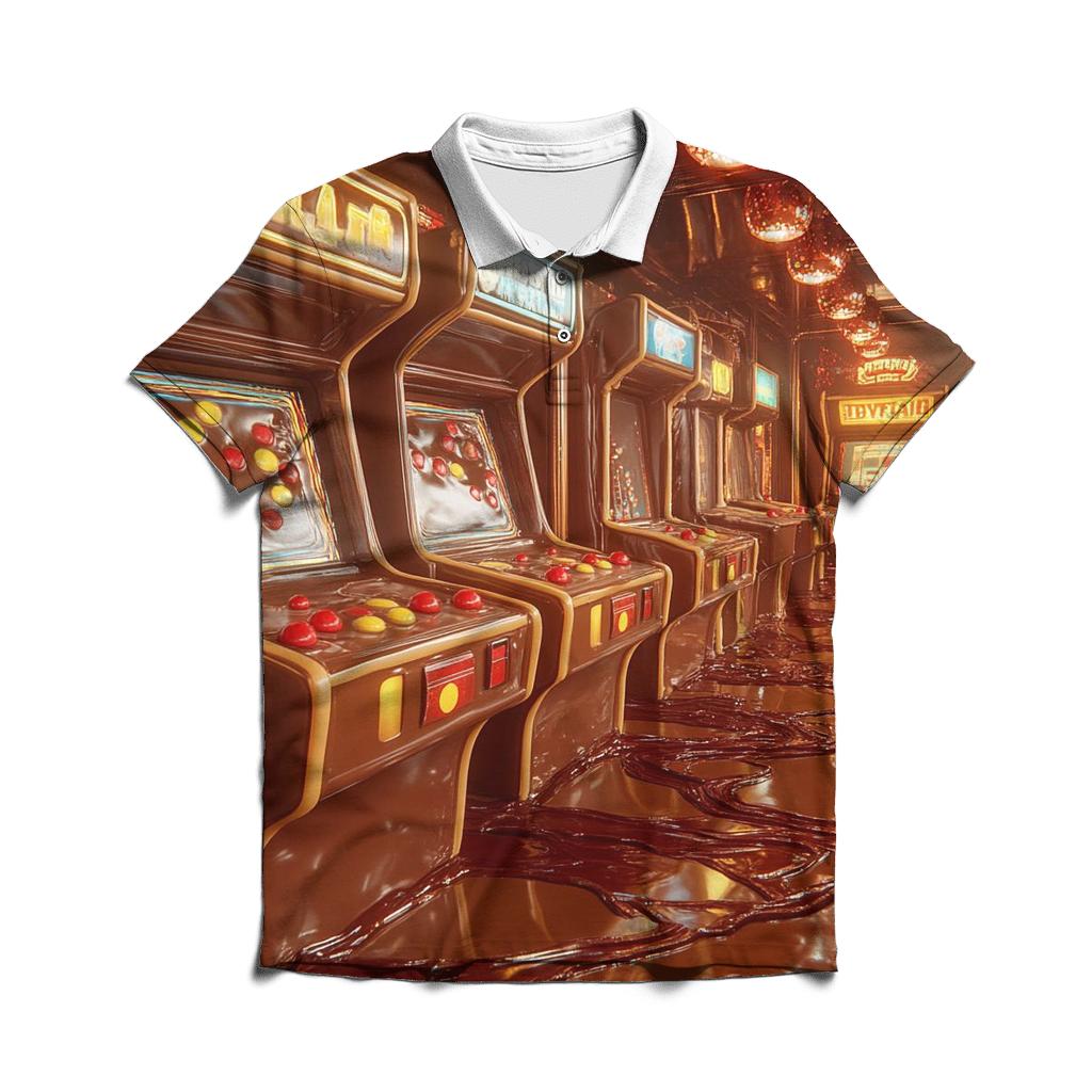 Chocolate Lava Arcade Night classic pique polos