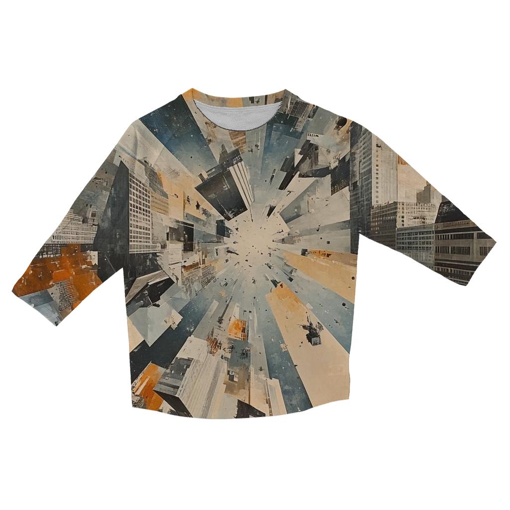 Picasso Inspired Cubist Space City stylish quarter sleeve tops