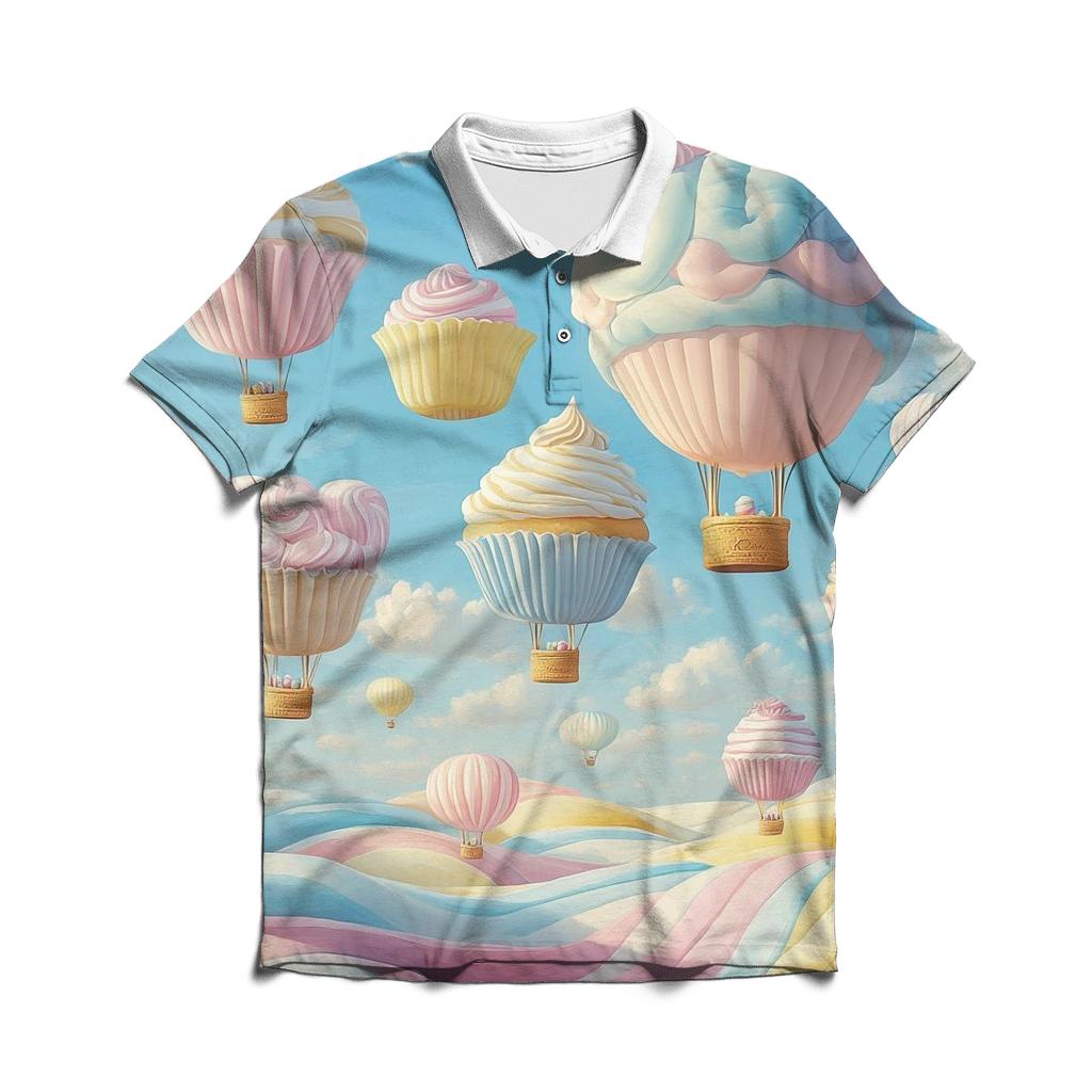 Marshmallow Cloud Hot Air Carnival premium cotton polo shirts