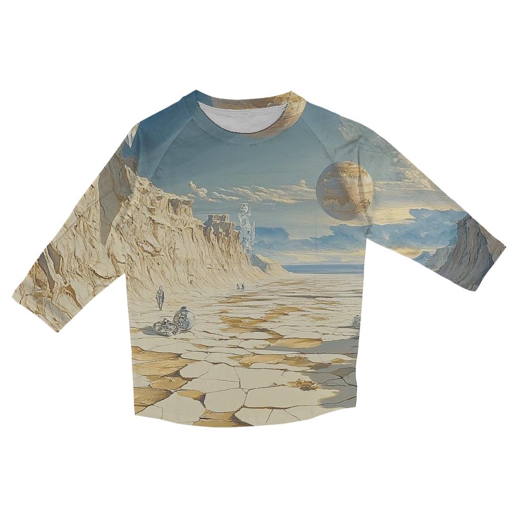 Salvador Dali Inspired Surreal Planetary Desert casual three quarter sleeve shirts