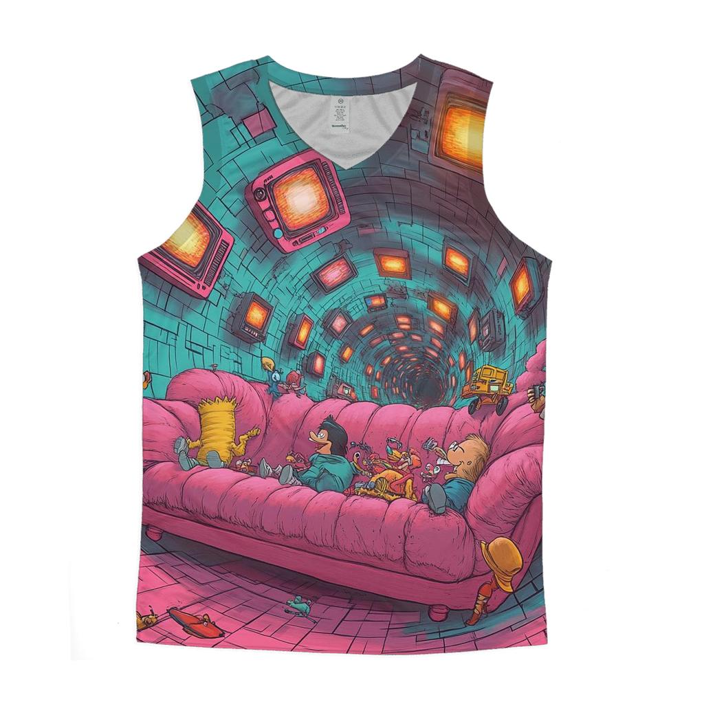 Time Traveling Cartoon Couch Crash cotton sleeveless tops