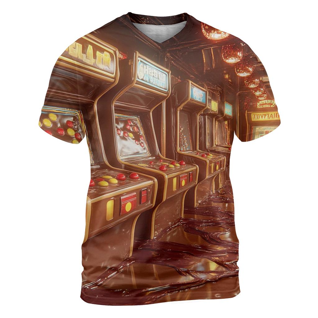 Chocolate Lava Arcade Night statement graphic shirts