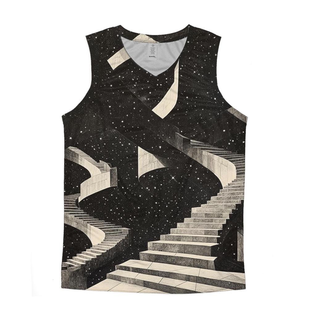 MC Escher Inspired Infinite Star Staircase sports performance tank tops