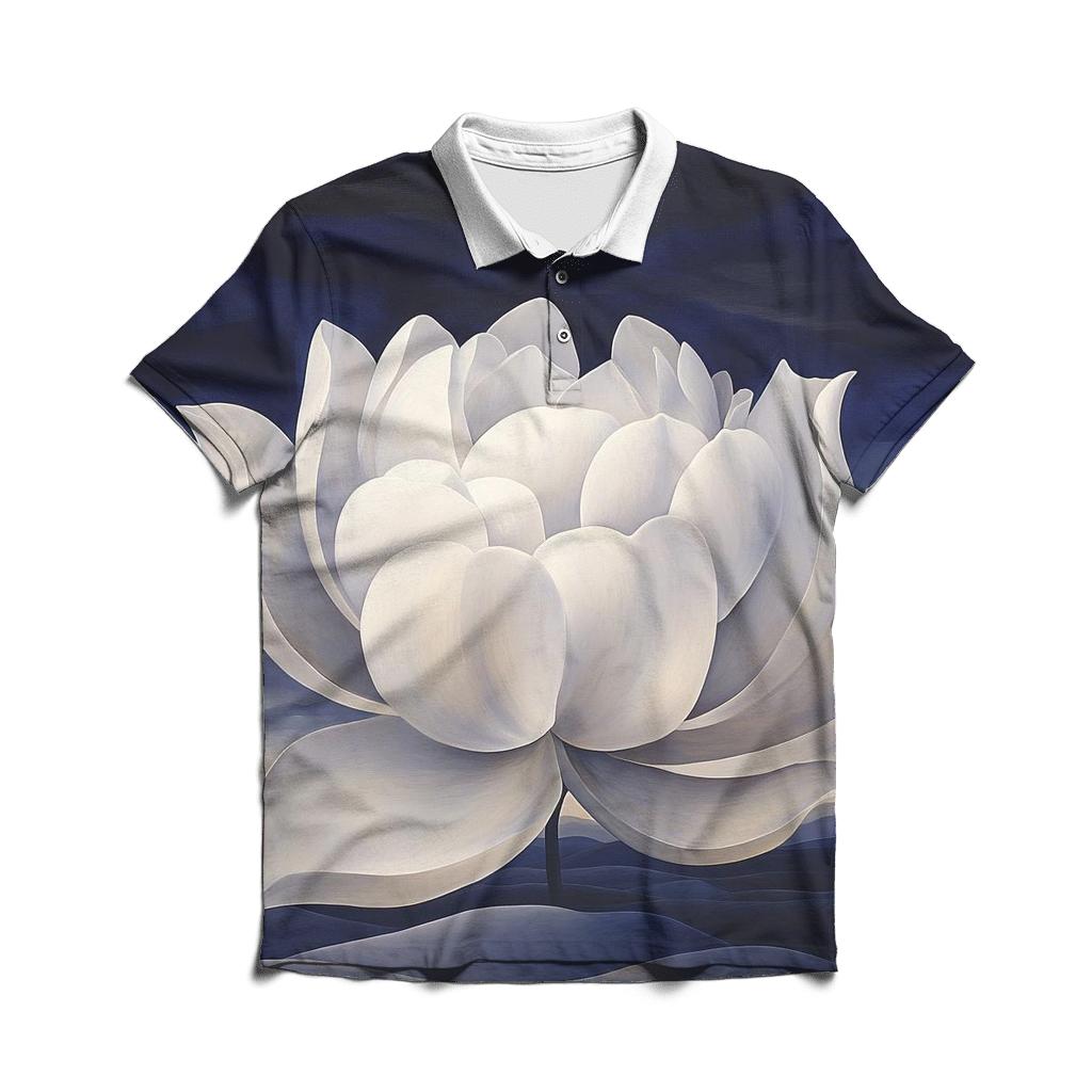 Georgia OKeeffe Inspired Lunar Desert Flower stylish collar polo tees