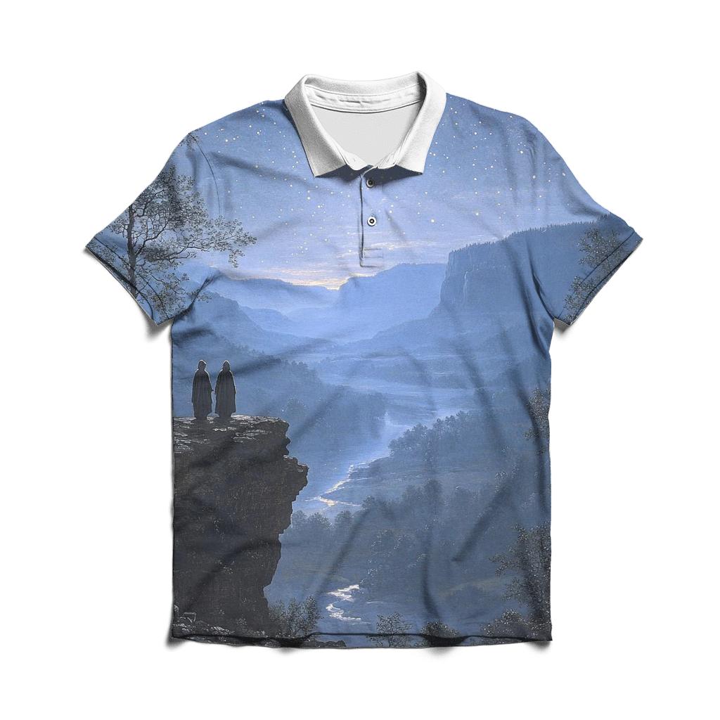 Caspar David Friedrich Inspired Stargazers On The Cliff designer slim fit polos