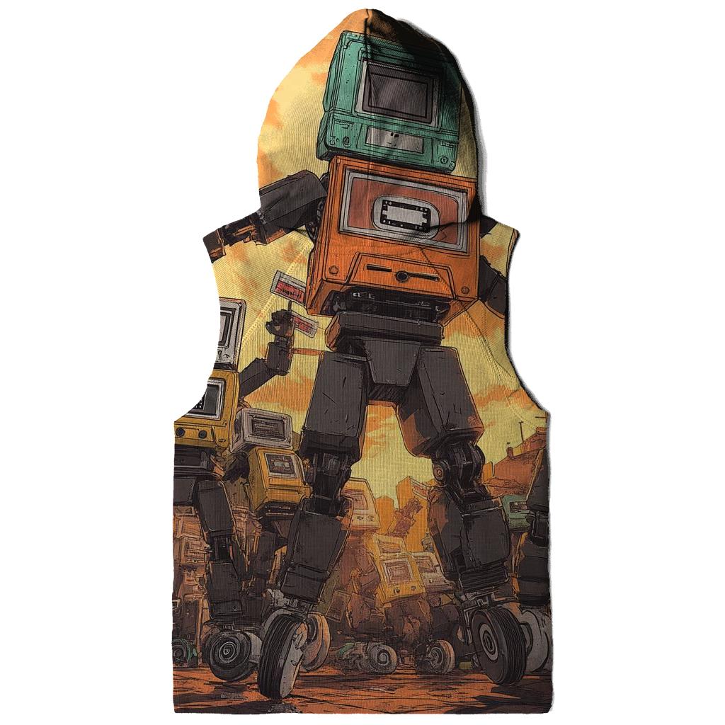 Retro Junkyard Robot Parade zip-up hoodies