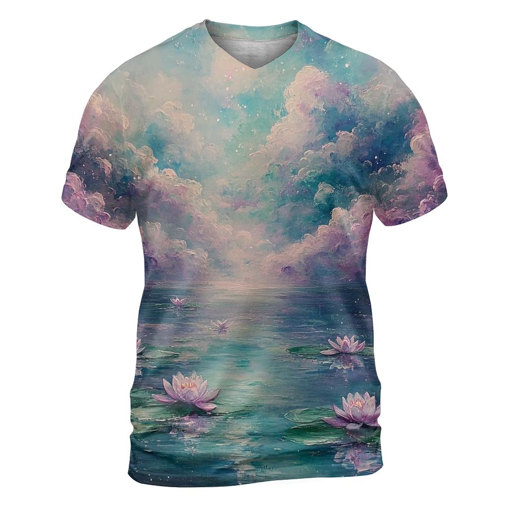 Claude Monet Inspired Nebula Water Garden designer pattern shirts
