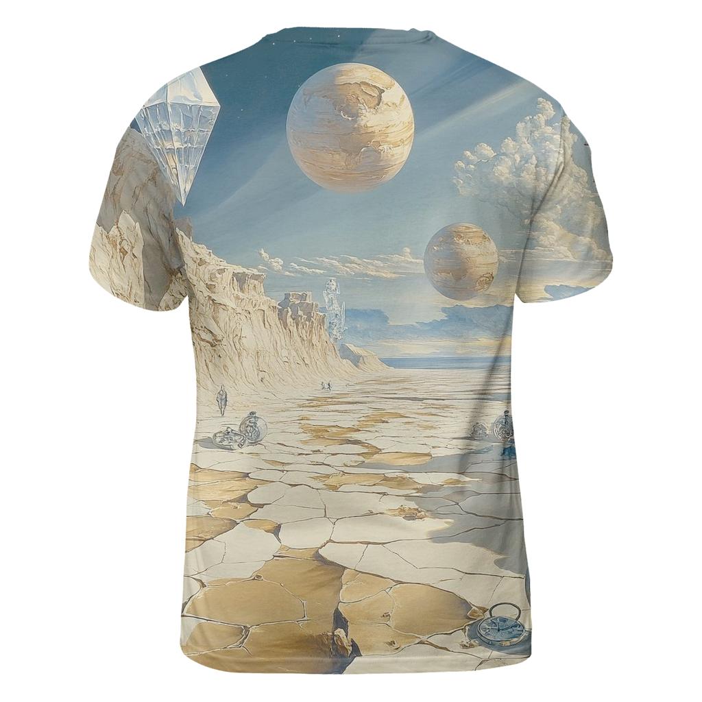 Salvador Dali Inspired Surreal Planetary Desert vibrant all-over design tees