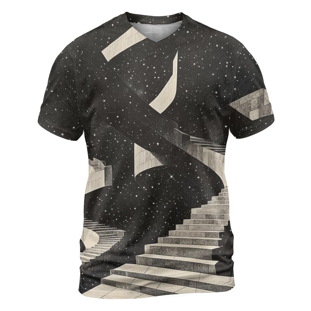 MC Escher Inspired Infinite Star Staircase statement graphic shirts