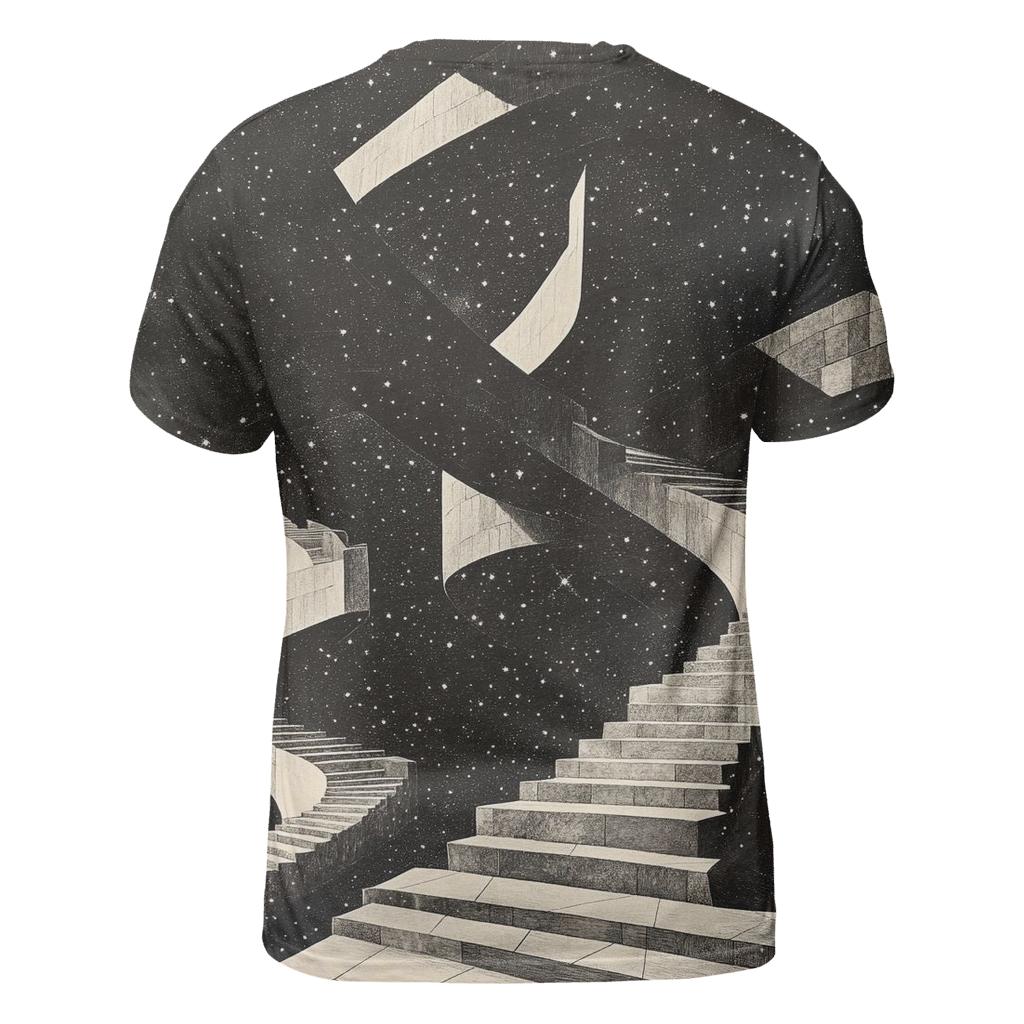 MC Escher Inspired Infinite Star Staircase statement graphic shirts
