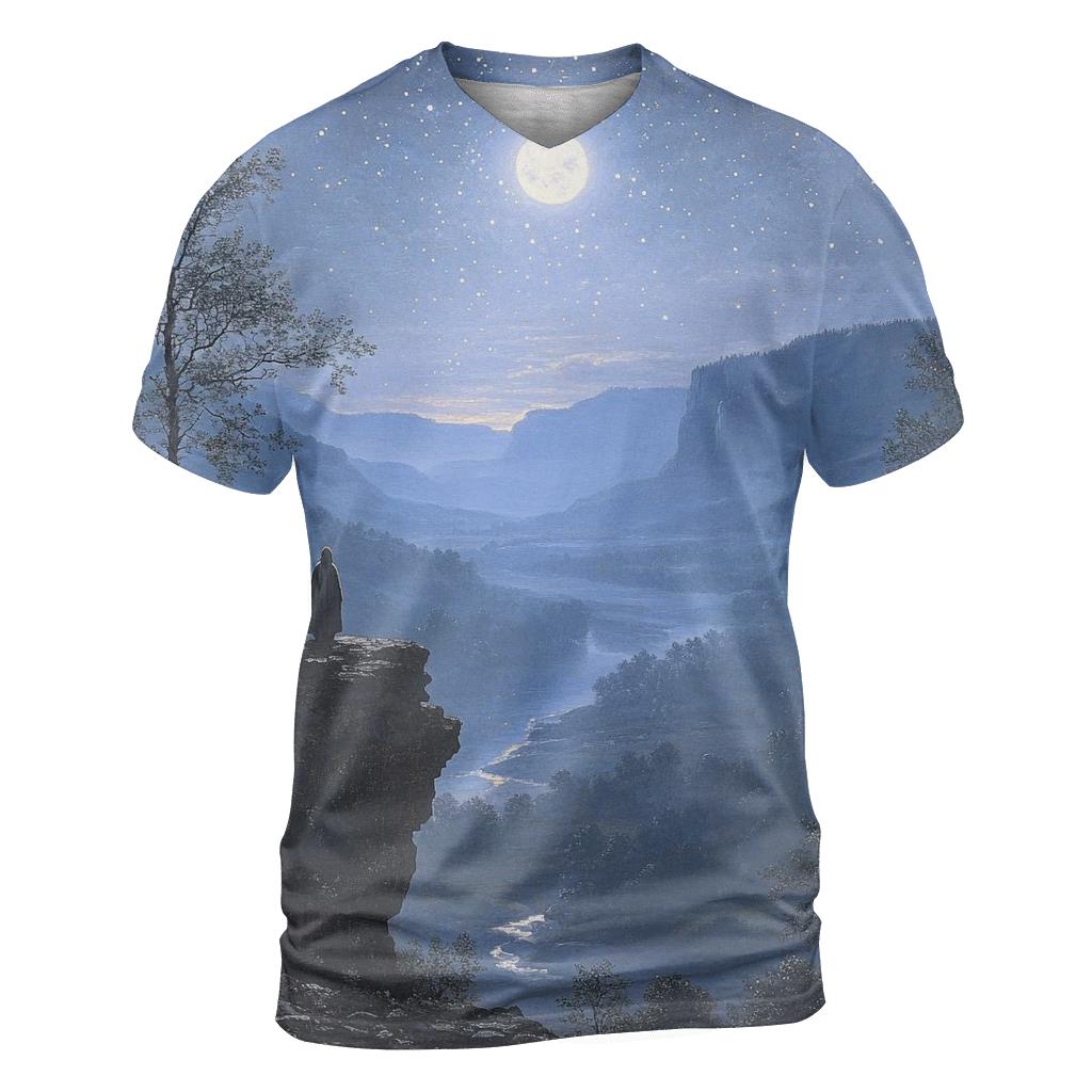 Caspar David Friedrich Inspired Stargazers On The Cliff trendy printed shirt styles