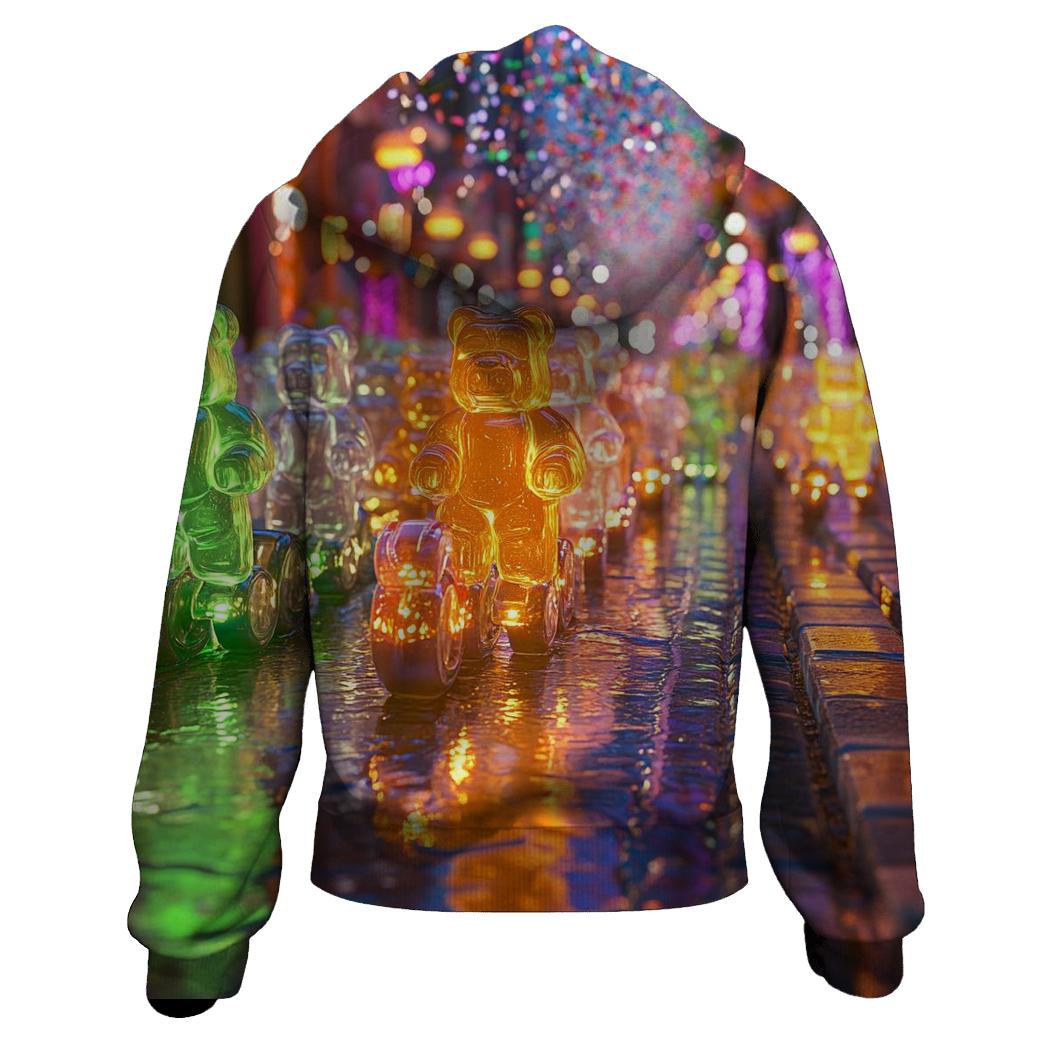 Neon Gummy Bear Street Parade zip-up hoodies