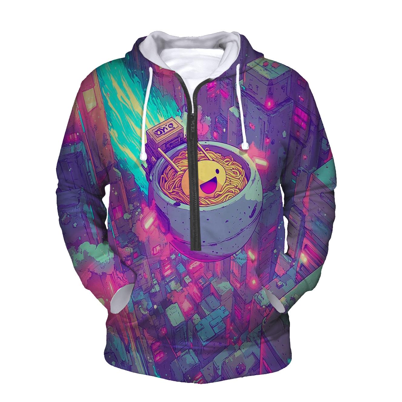 Midnight Noodle Space Delivery zip-up hoodies
