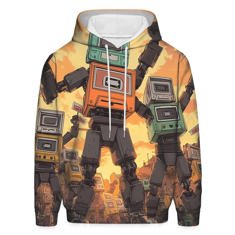 Retro Junkyard Robot Parade lightweight hoodies