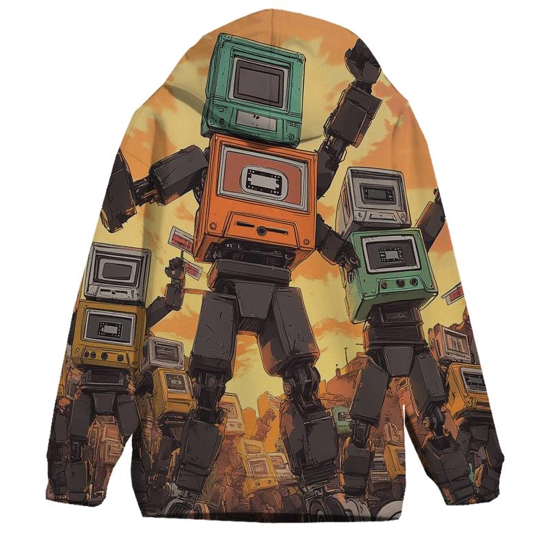 Retro Junkyard Robot Parade lightweight hoodies
