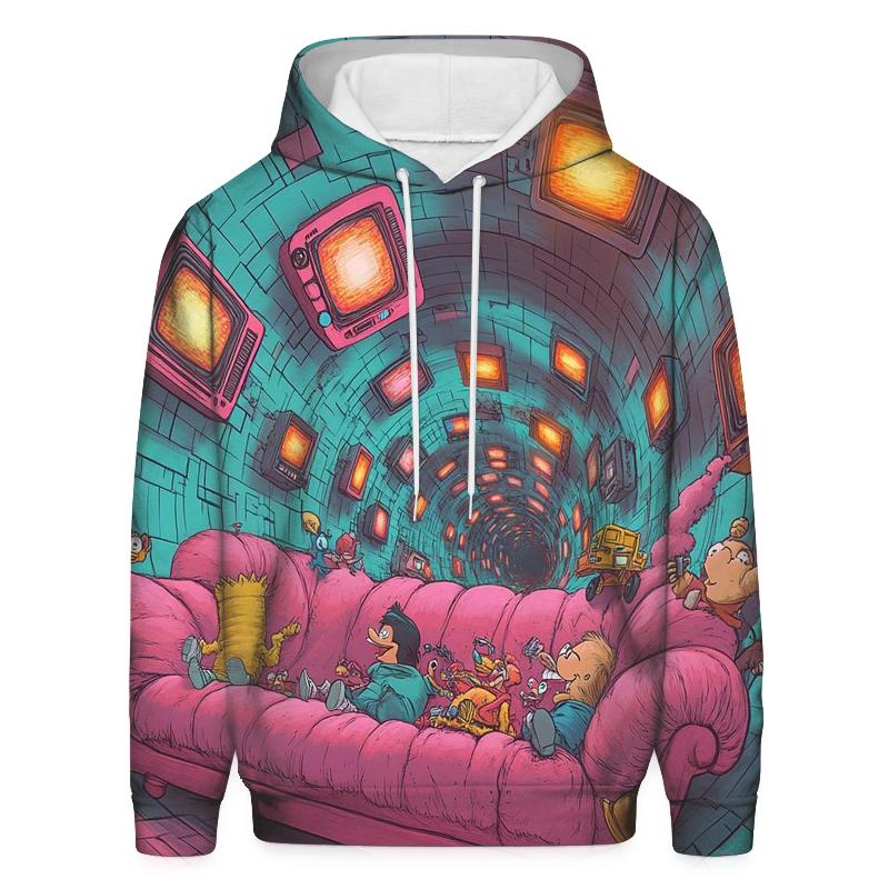 Time Traveling Cartoon Couch Crash heavyweight hoodies