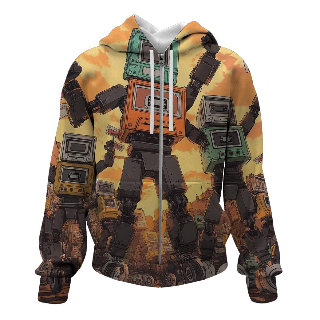 Retro Junkyard Robot Parade premium hoodies