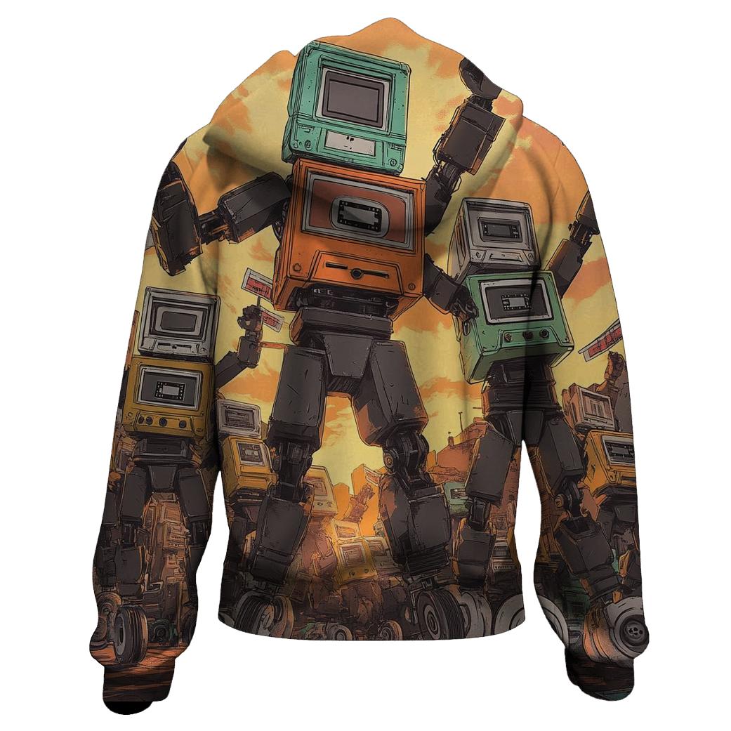Retro Junkyard Robot Parade premium hoodies
