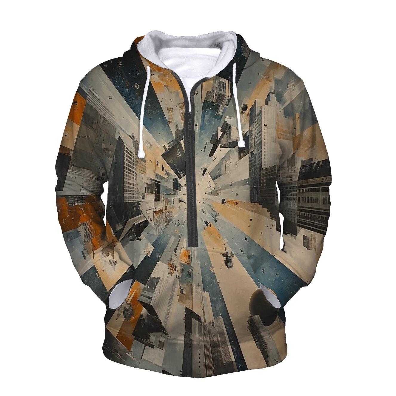 Picasso Inspired Cubist Space City hoodie styles