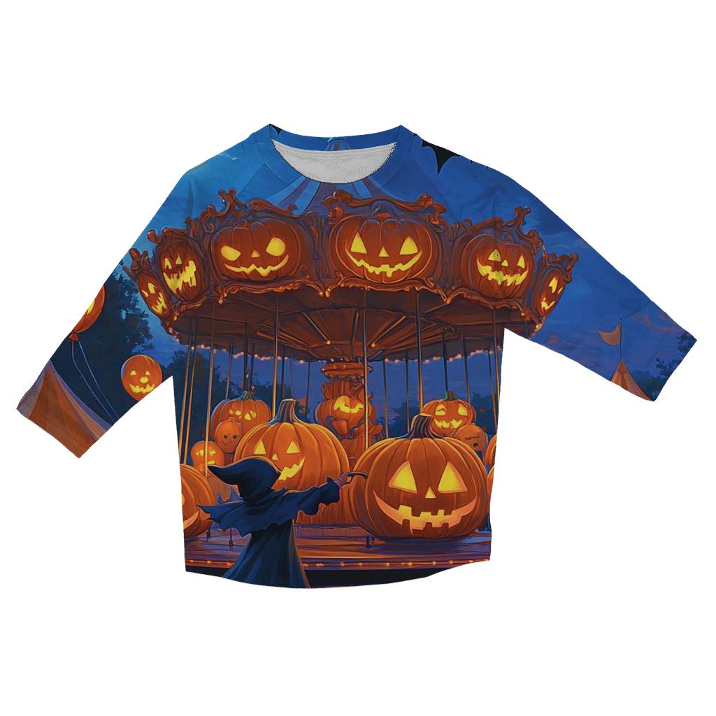 Pumpkin Carousel Haunted printed three quarter sleeve shirts