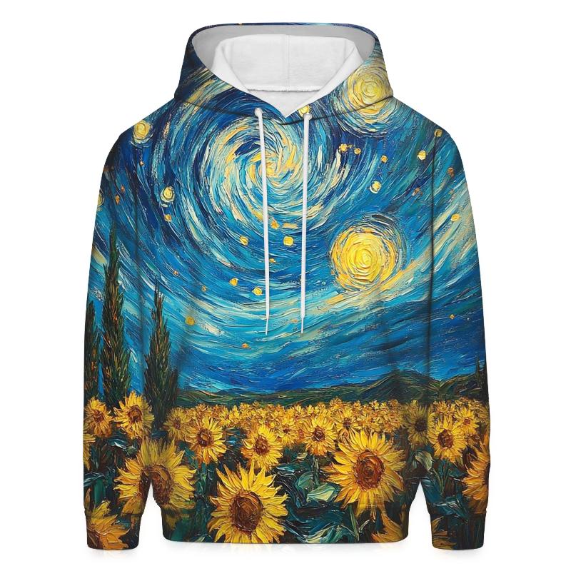 Van Gogh Inspired Cosmic Sunflower Garden hoodie designs
