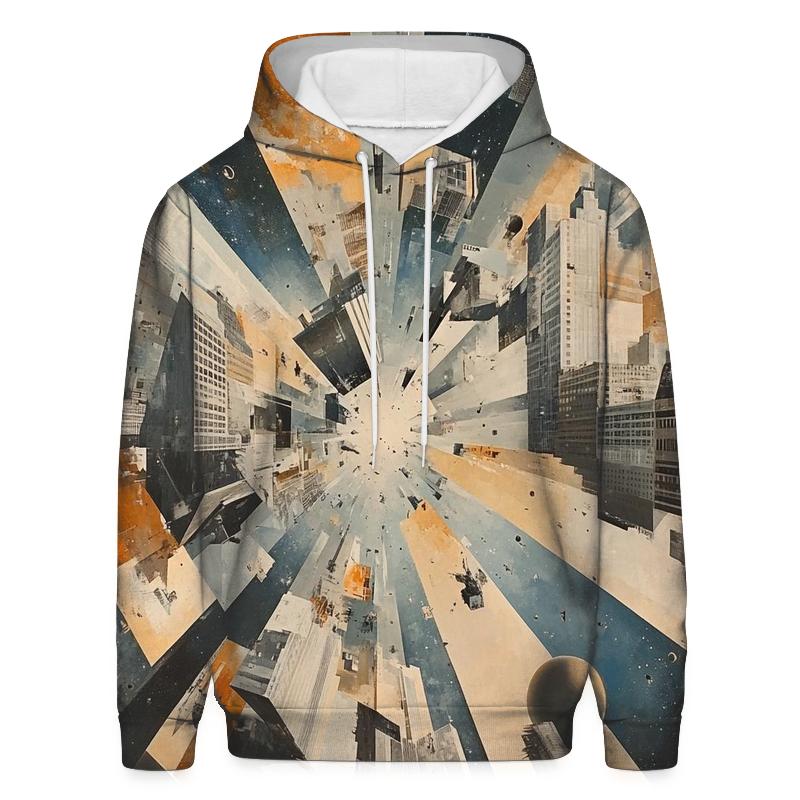 Picasso Inspired Cubist Space City pullover hoodies