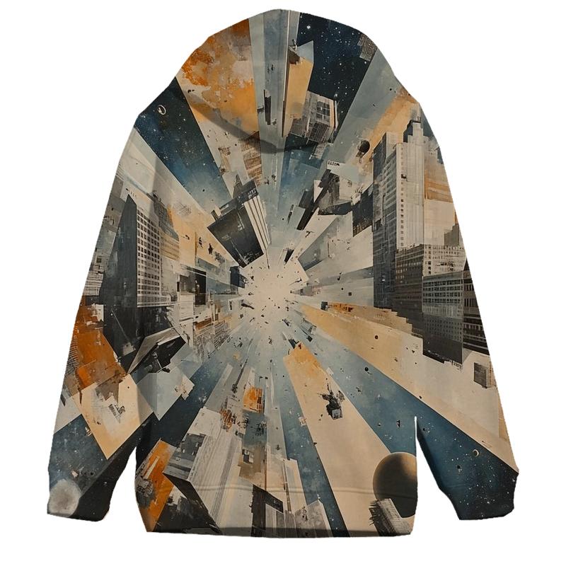 Picasso Inspired Cubist Space City pullover hoodies