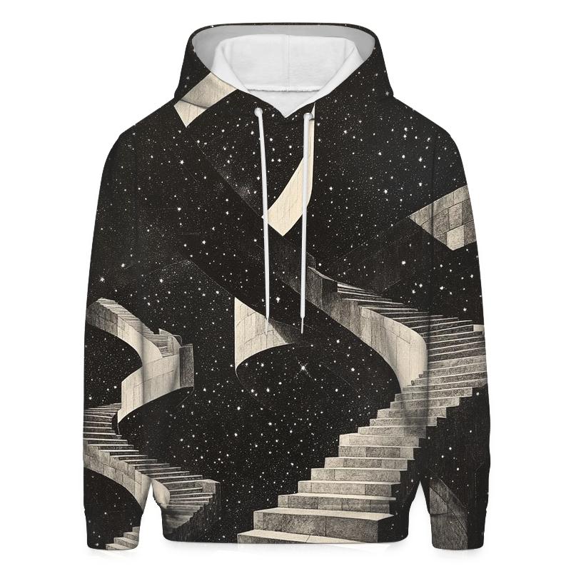 MC Escher Inspired Infinite Star Staircase graphic hoodies