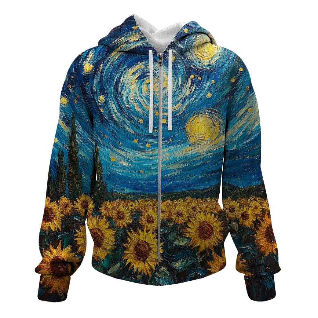 Van Gogh Inspired Cosmic Sunflower Garden hoodie styles