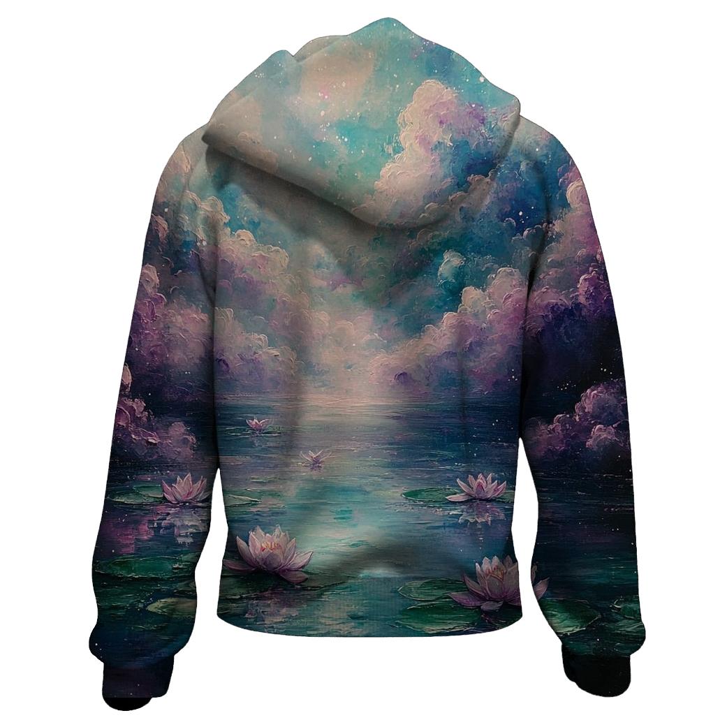 Claude Monet Inspired Nebula Water Garden premium hoodies