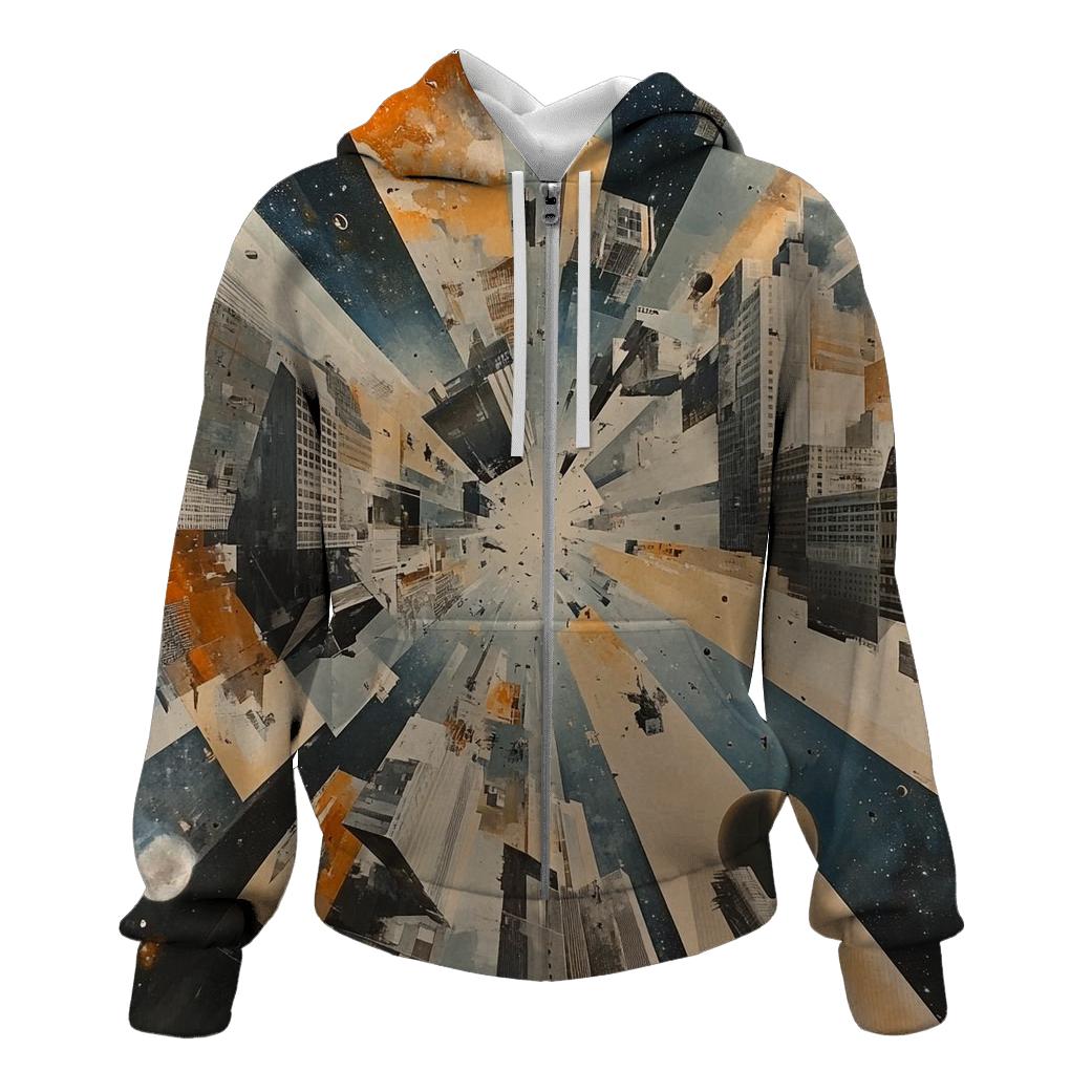 Picasso Inspired Cubist Space City heavyweight hoodies