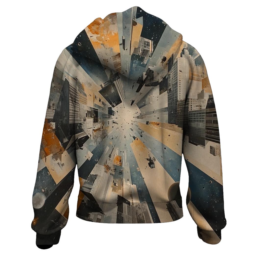 Picasso Inspired Cubist Space City heavyweight hoodies