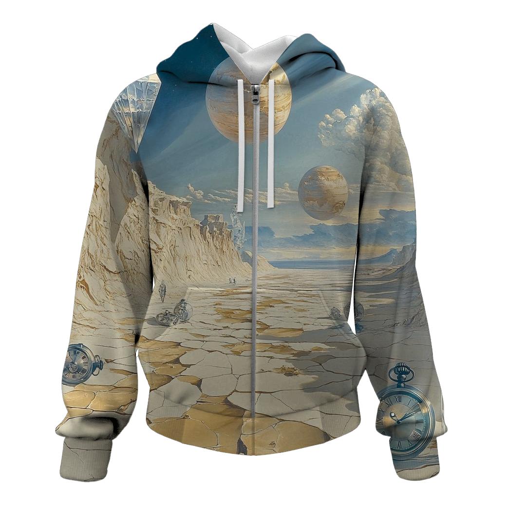 Salvador Dali Inspired Surreal Planetary Desert printed hoodies