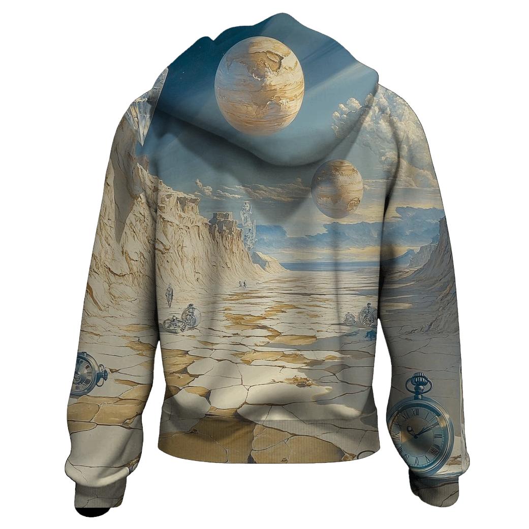 Salvador Dali Inspired Surreal Planetary Desert printed hoodies