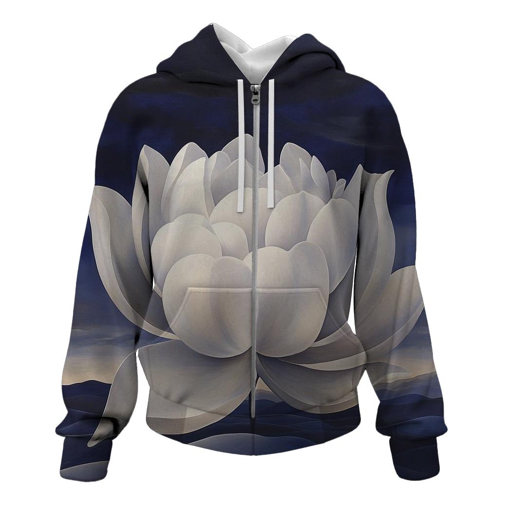 Georgia OKeeffe Inspired Lunar Desert Flower zip-up hoodies