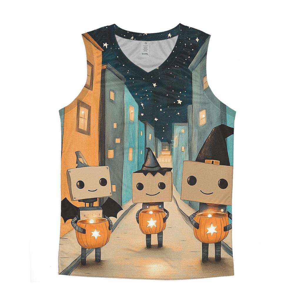 Robots At Halloween Starry Street personalized athletic tanks