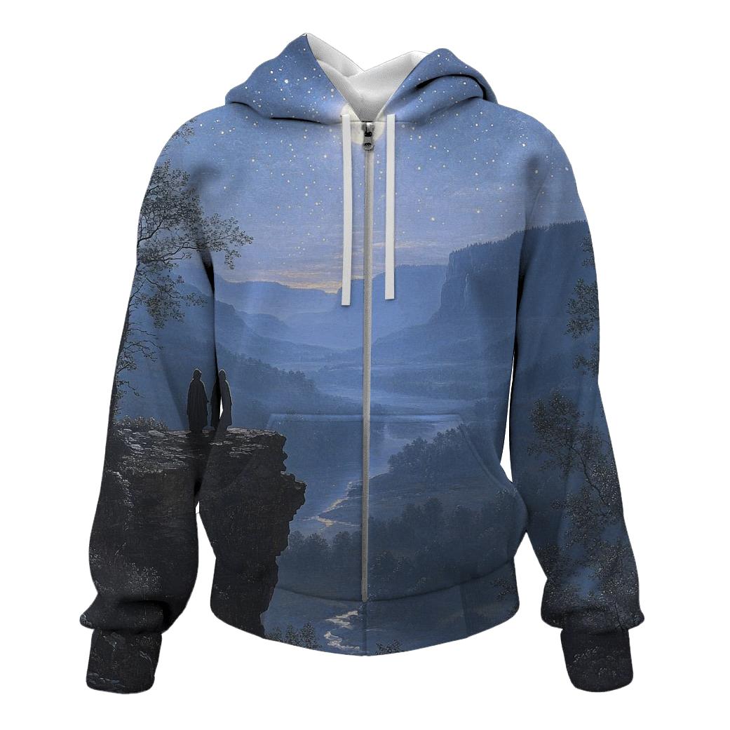 Caspar David Friedrich Inspired Stargazers On The Cliff custom hoodies