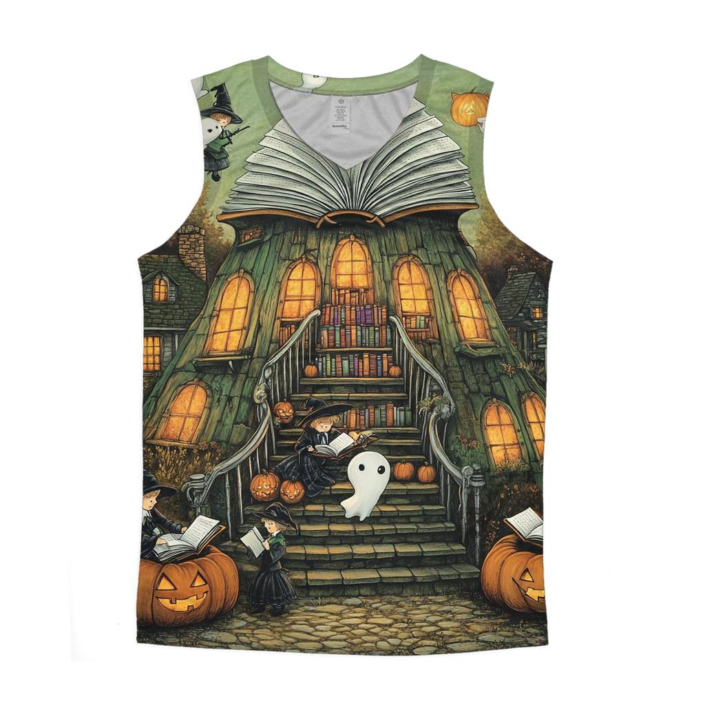 Storybook Haunted Village Library designer workout tanks