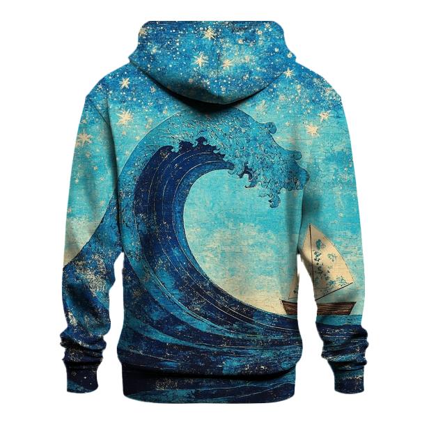 Hokusai Inspired Galactic Wave Voyage printed hoodies