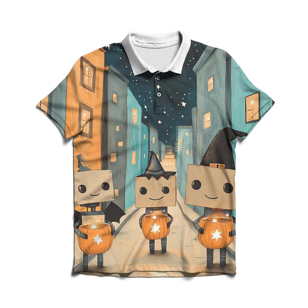 Robots At Halloween Starry Street casual sports polo shirts