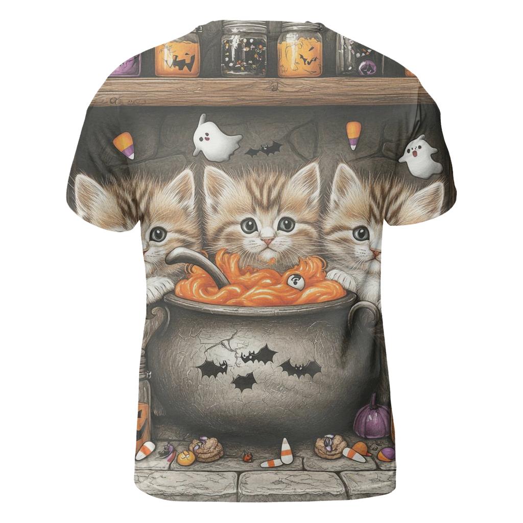 Witch Kittens In Spooky Cauldron Kitchen creative print fashion shirts