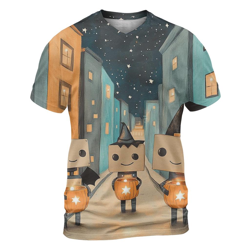 Robots At Halloween Starry Street statement graphic shirts