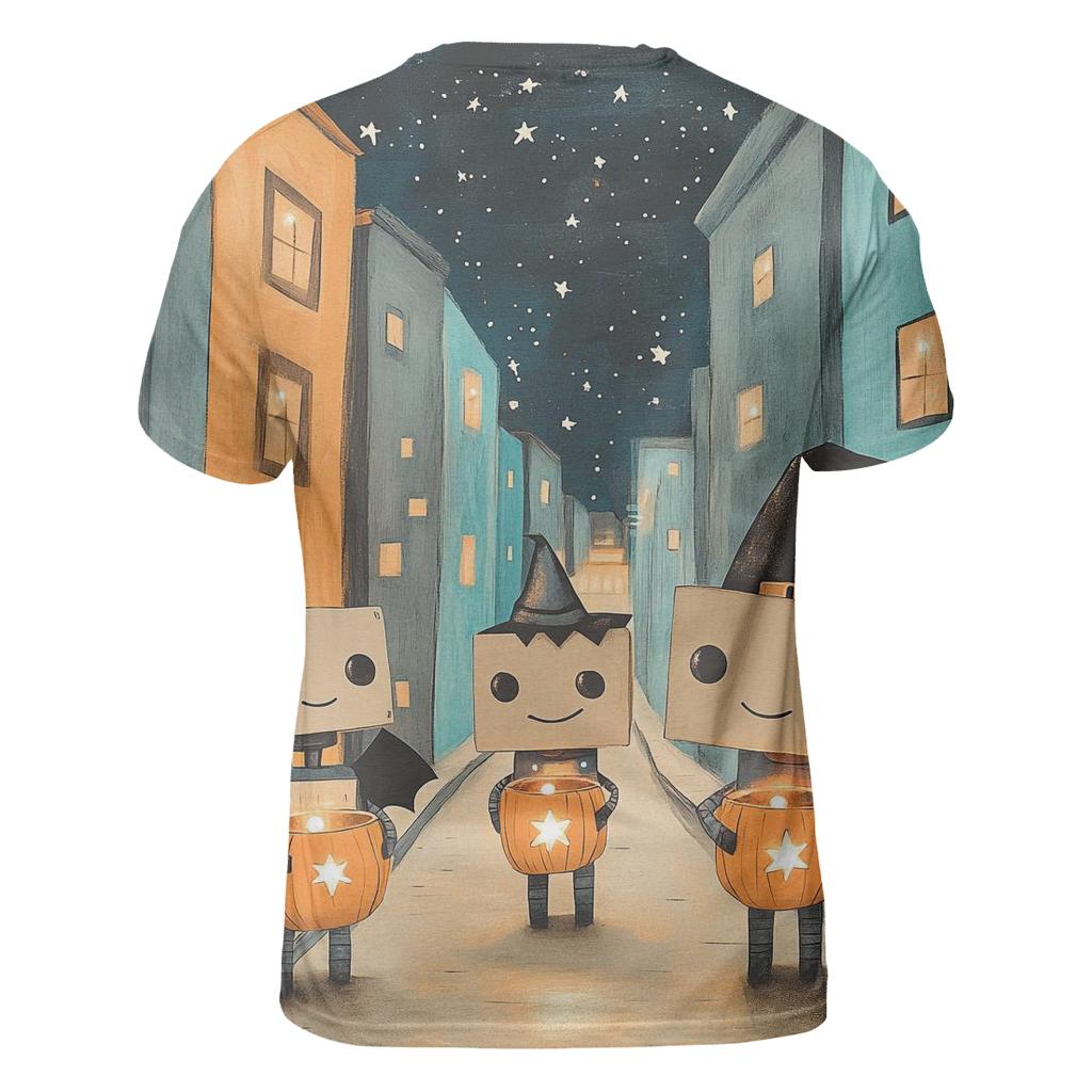 Robots At Halloween Starry Street statement graphic shirts