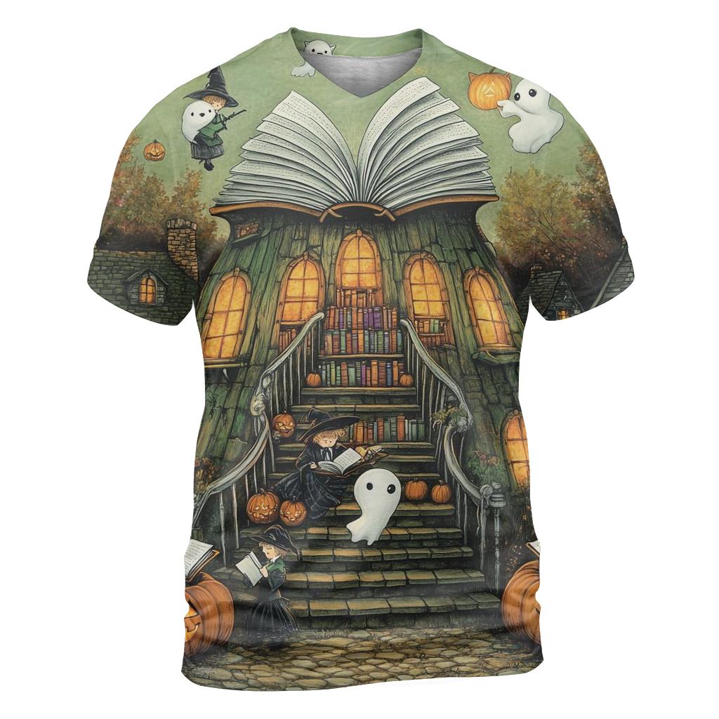 Storybook Haunted Village Library personalized full print shirts
